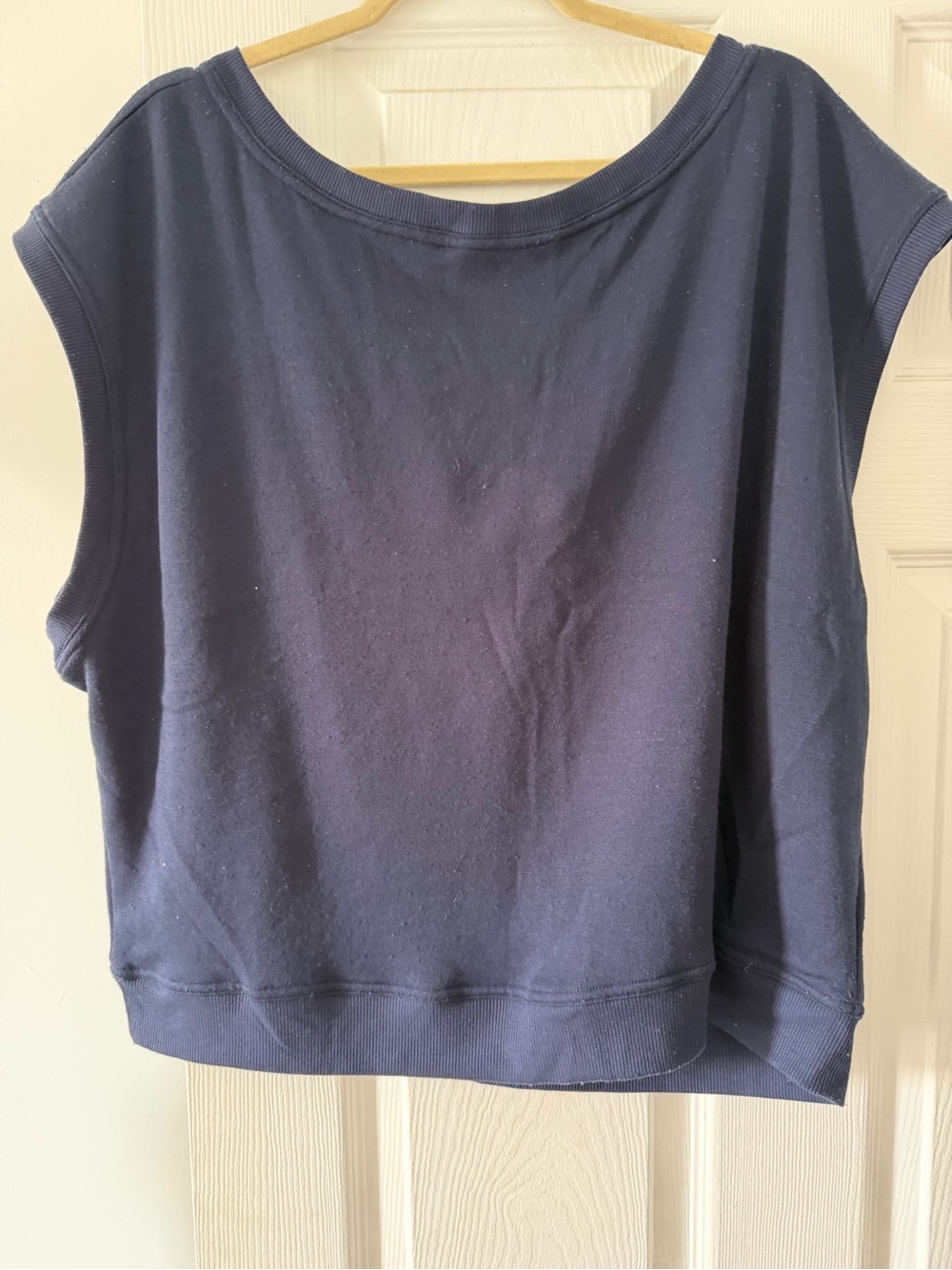 Anthropologie Navy Cropped Sleeveless Boatneck Top